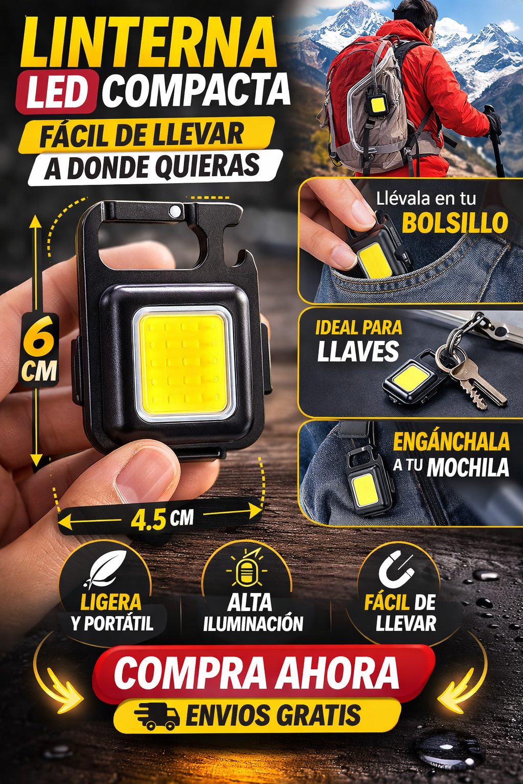 🔦 FlashPro Mini® Linterna LED Ultra Potente y Recargable