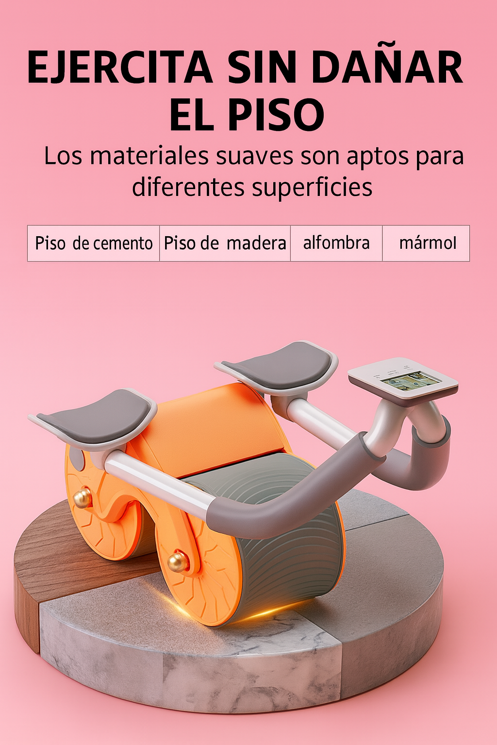 PinkPower Roller – Rueda Abdominal de Rebote Automático