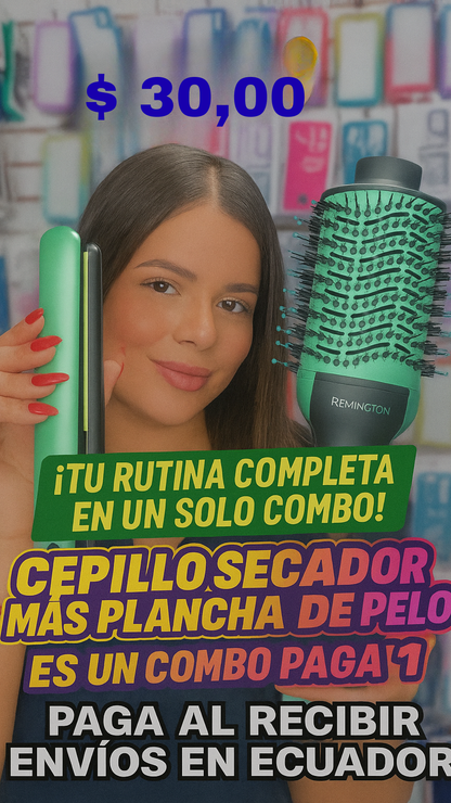 DuoStyle™ – Combo Cepillo secador + Plancha de pelo  💖Oferta