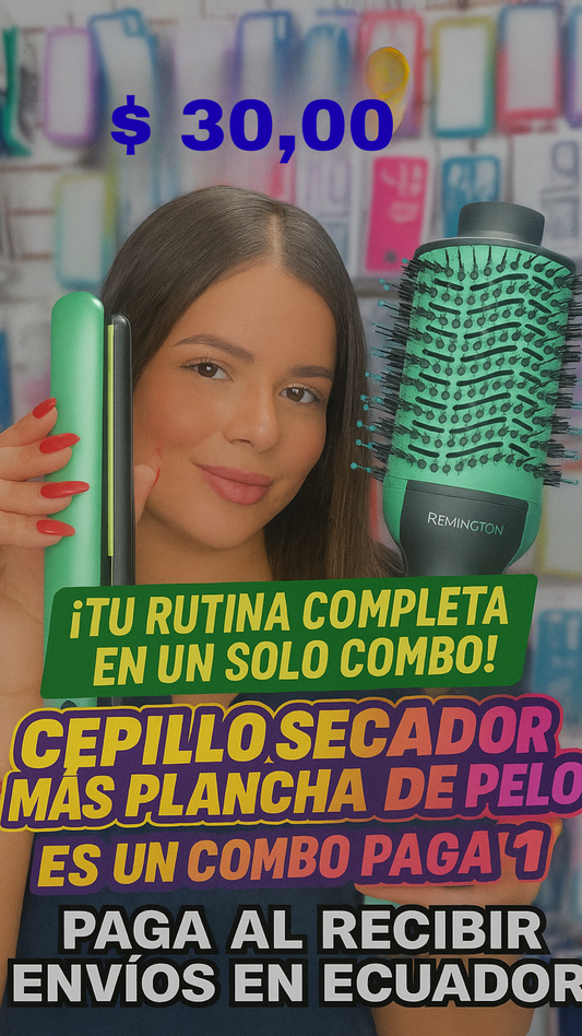 DuoStyle™ – Combo Cepillo secador + Plancha de pelo  💖Oferta