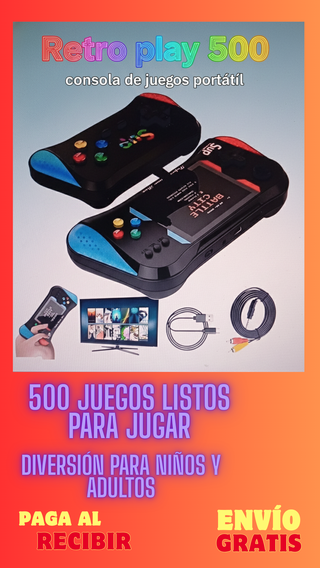RetroPlay 500® — La consola portátil con 500 juegos para toda la familia