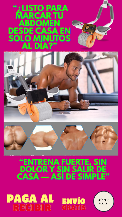 PinkPower Roller – Rueda Abdominal de Rebote Automático