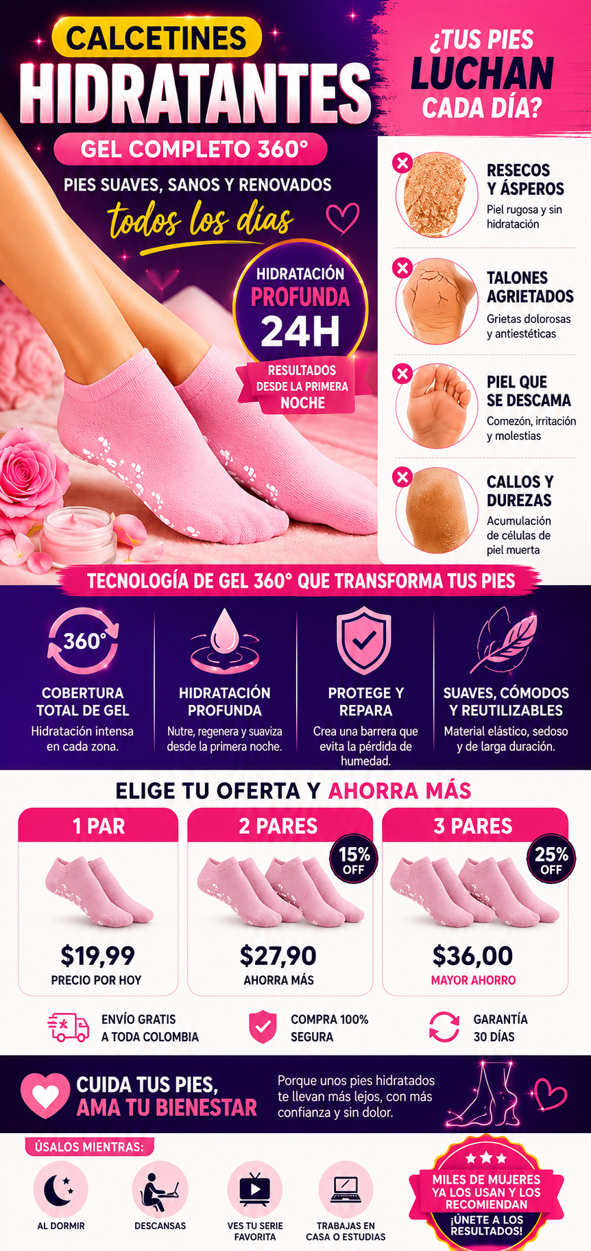 VelourDerm® - CALCETINES DE GEL HIDRATANTE