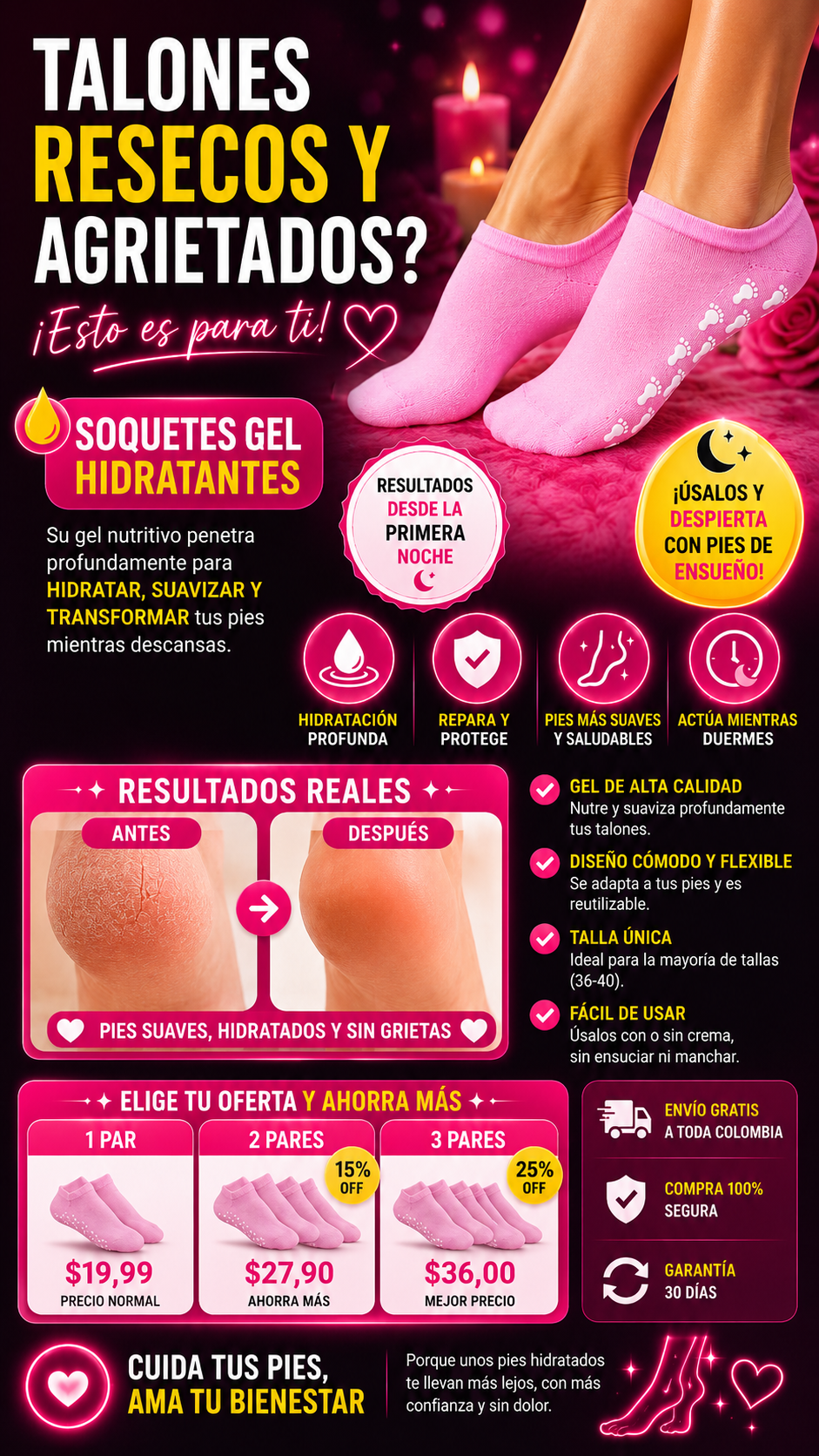 VelourDerm® - CALCETINES DE GEL HIDRATANTE