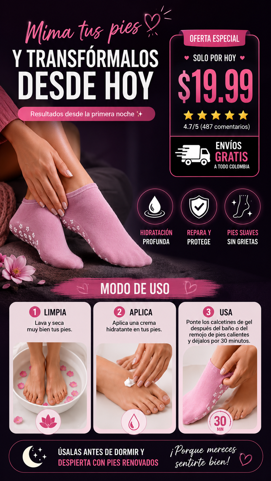 VelourDerm® - CALCETINES DE GEL HIDRATANTE