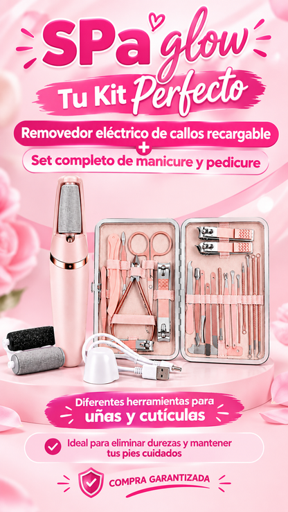 SpaGlow™"Kit Spa Removedor de Callos Y Set Manicura 18 Pzs"