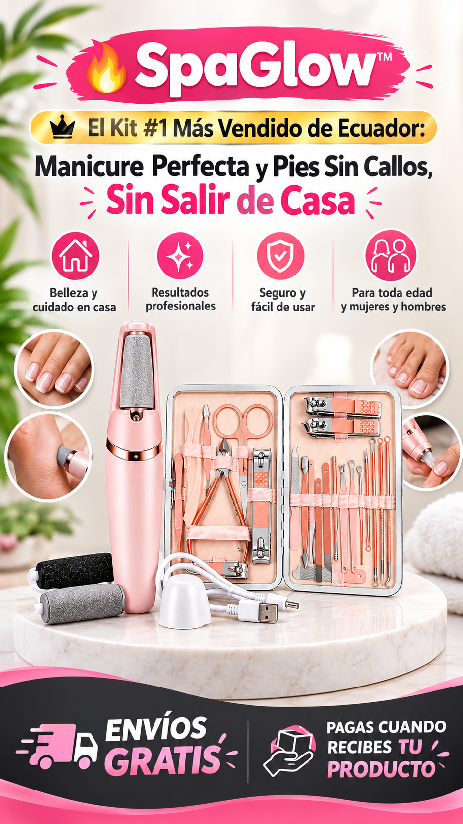 SpaGlow™"Kit Spa Removedor de Callos Y Set Manicura 18 Pzs"