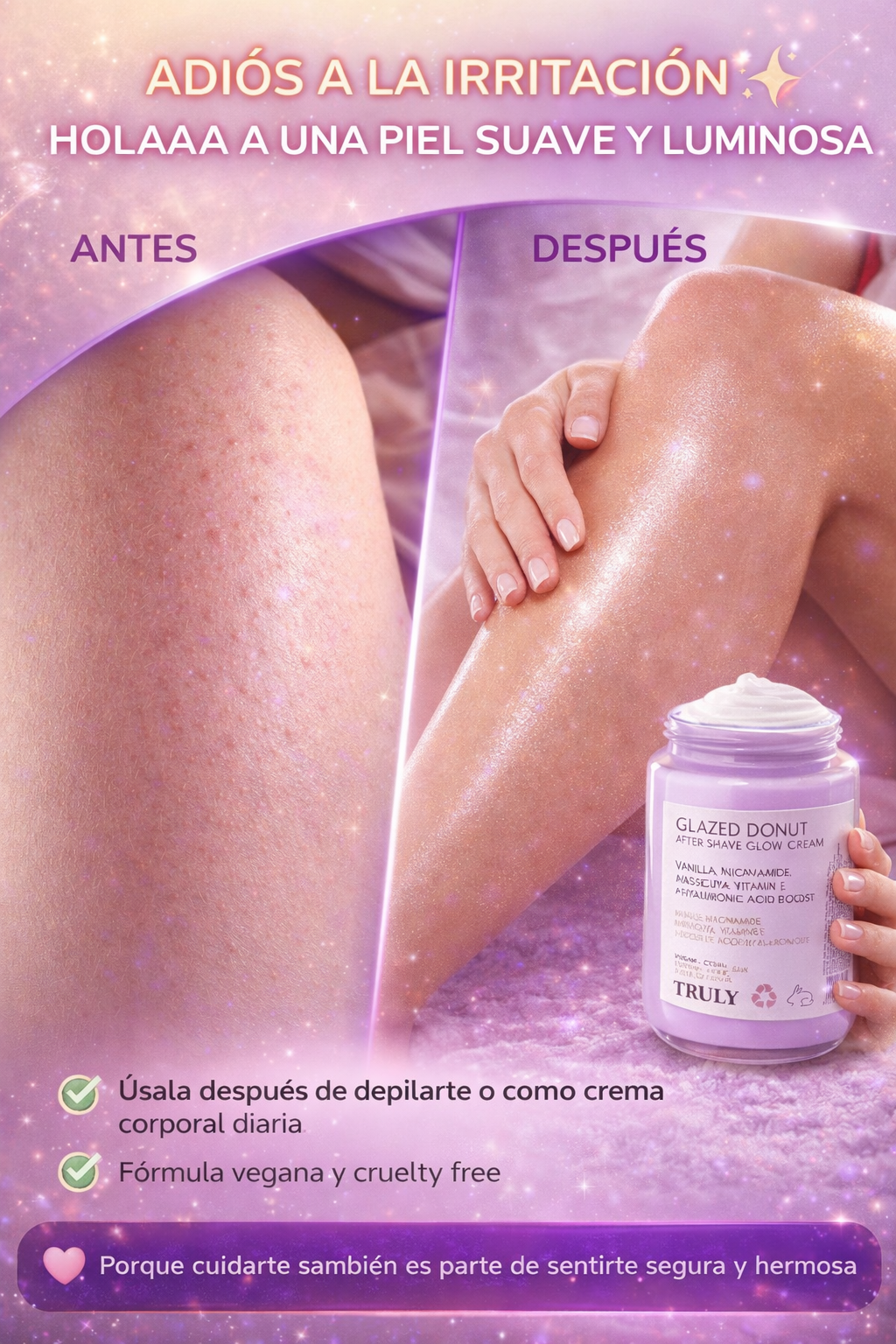 **GLOWCALM™  Crema Calmante Post Depilación con Efecto Glaseado**