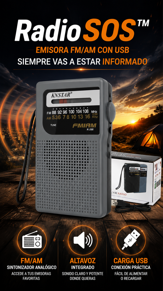 RadioSOS™ — Emisora FM/AM con USB, Siempre Vas a Estar Informado