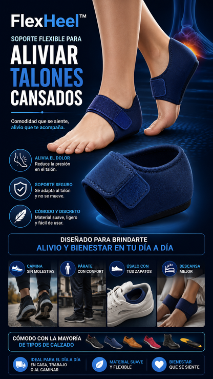 FlexHeel™ Soporte flexible para aliviar talones cansados.