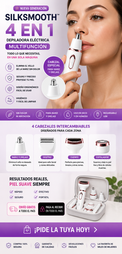 SilkSmooth™ 4 en 1 – Depiladora Todo en Uno para una Piel Suave