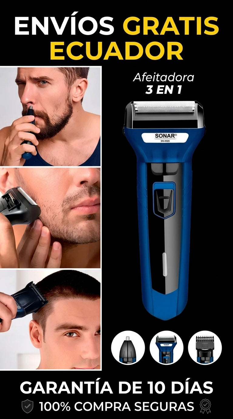 GlowShave™ — Máquina Afeitadora 3 en 1 | Corta, Afeita y Perfila