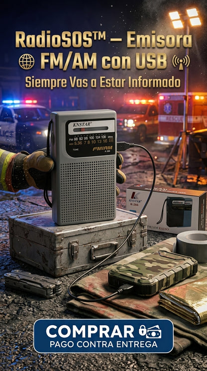 RadioSOS™ — Emisora FM/AM con USB, Siempre Vas a Estar Informado