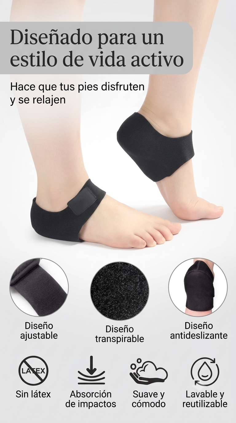 FlexHeel™ Soporte flexible para aliviar talones cansados.
