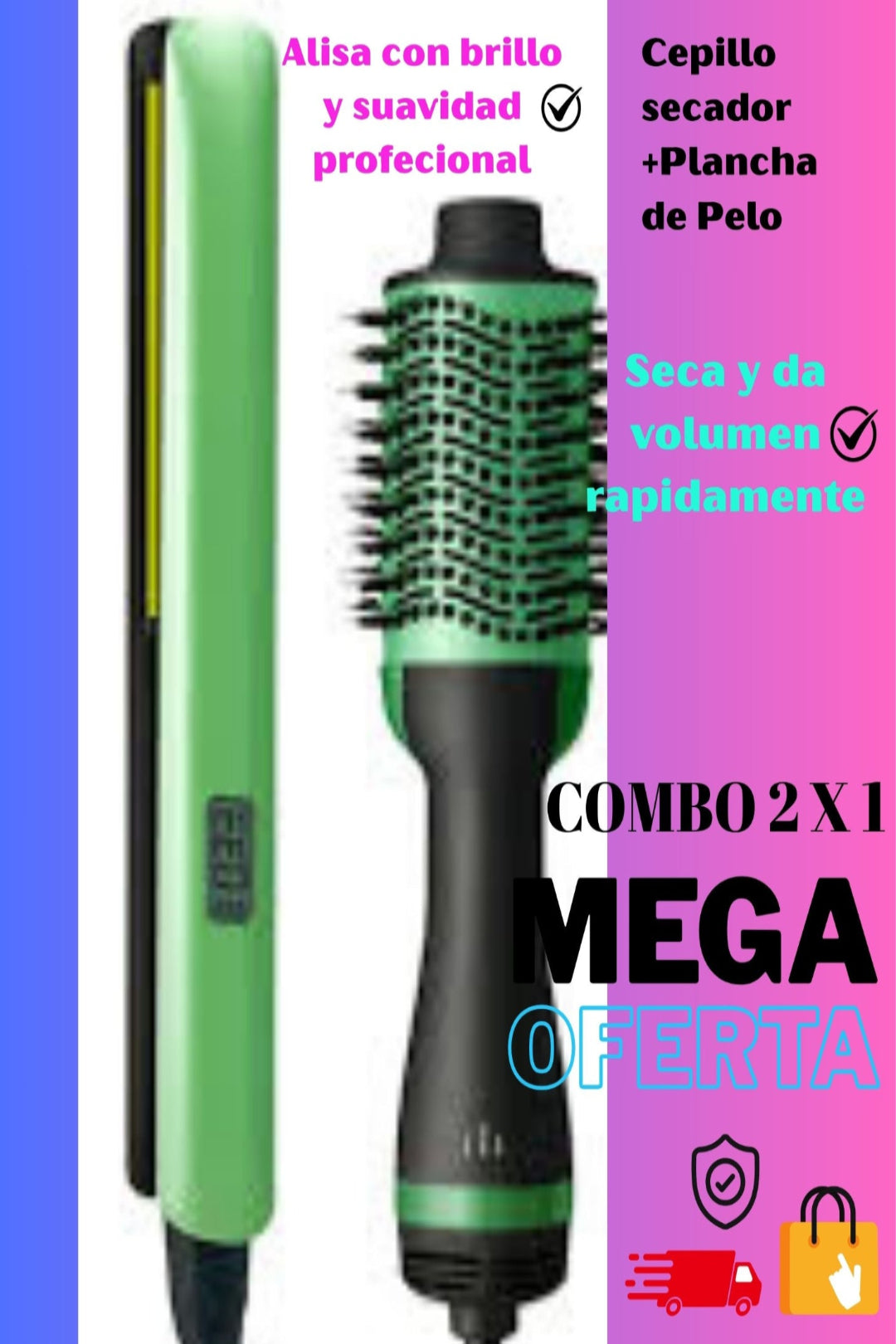 DuoStyle™ – Combo Cepillo secador + Plancha de pelo  💖Oferta